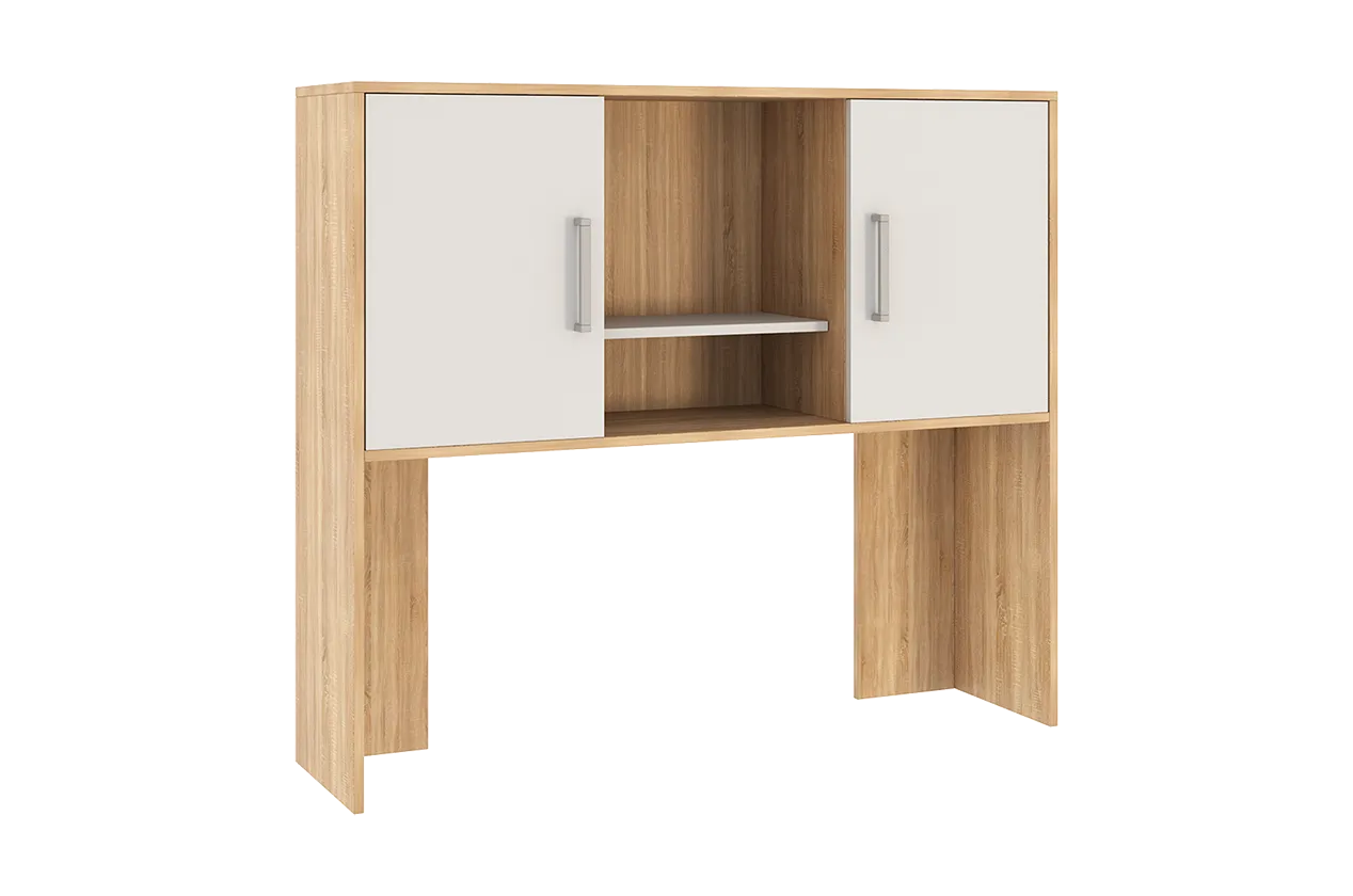 Надстройка стола компьютерного 1200 Лайт-2 дуб сонома/белый в Губкинском - gubkinskij.mebel-tymen.ru | фото