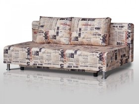 Диван Комфорт Лайт без подлокотников 2 подушки принт Газета в Губкинском - gubkinskij.mebel-tymen.ru | фото