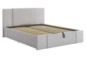 Кровать с подъемным механизмом Хлоя 160х200 см галька (велюр) в Губкинском - gubkinskij.mebel-tymen.ru | фото