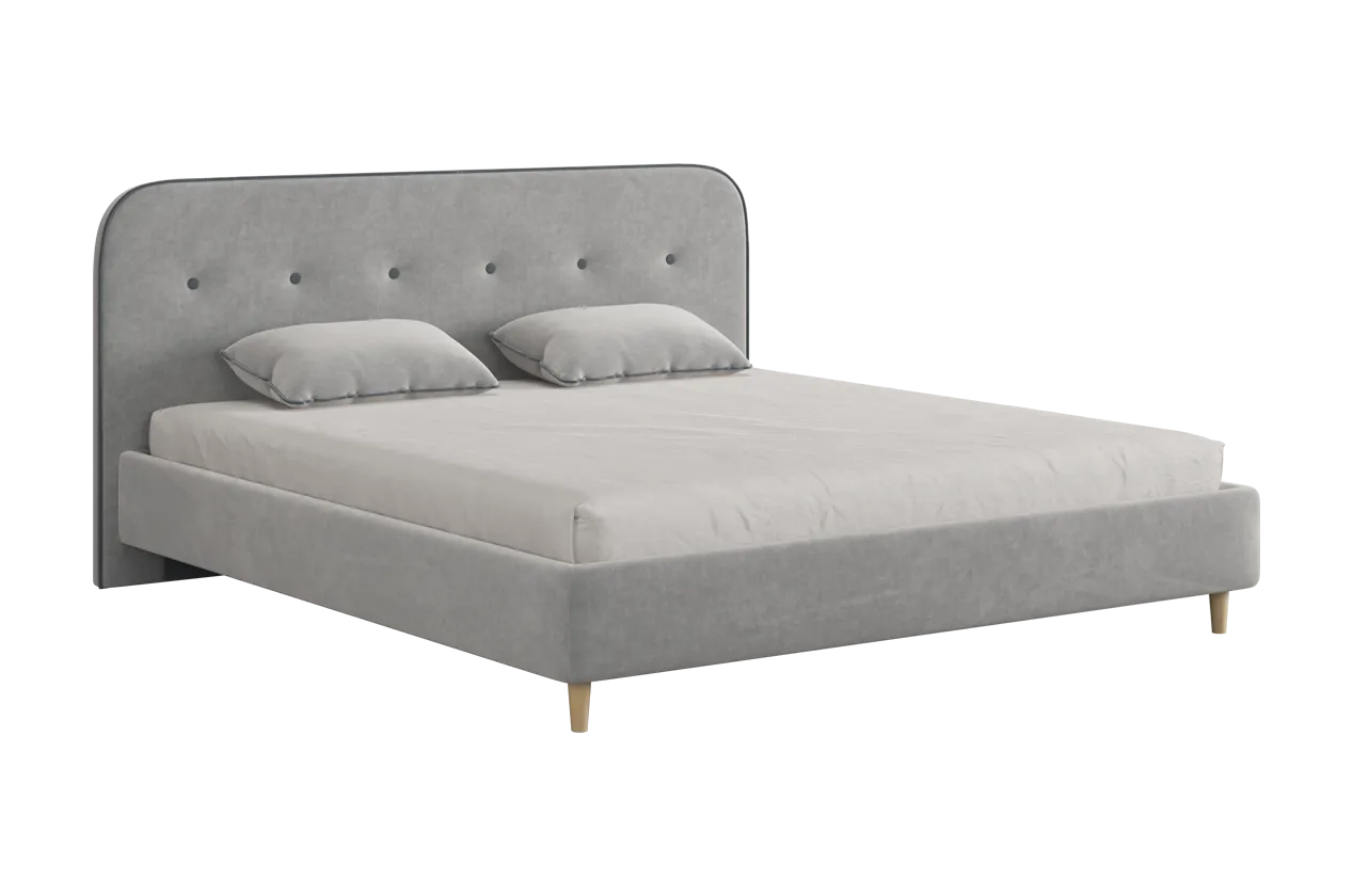 Кровать с основанием Лео 180х200 см галька (велюр)/графит (велюр) в Губкинском - gubkinskij.mebel-tymen.ru | фото