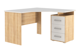 Стол компьютерный 1200 угловой Лайт-2 дуб сонома/белый в Губкинском - gubkinskij.mebel-tymen.ru | фото