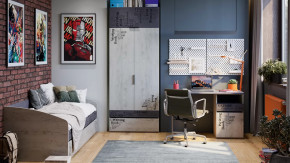 Детская «Оксфорд-2» Матера, Дуб крафт белый с рисунком в Губкинском - gubkinskij.mebel-tymen.ru | фото