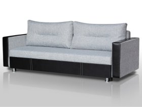 Диван Комфорт с прямыми подлокотниками грей/кожзам в Губкинском - gubkinskij.mebel-tymen.ru | фото