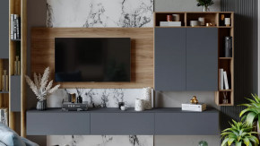 Гостиная «Порто» №6 Яблоня Беллуно, Графит софт в Губкинском - gubkinskij.mebel-tymen.ru | фото