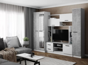 Гостиная СОЛО (ш2700*г500*в2100мм), ЛДСП Белый / ЛДСП Ателье светлое в Губкинском - gubkinskij.mebel-tymen.ru | фото