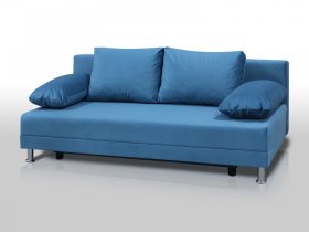 Диван Комфорт без подлокотников 4 подушки микровелюр голубой в Губкинском - gubkinskij.mebel-tymen.ru | фото