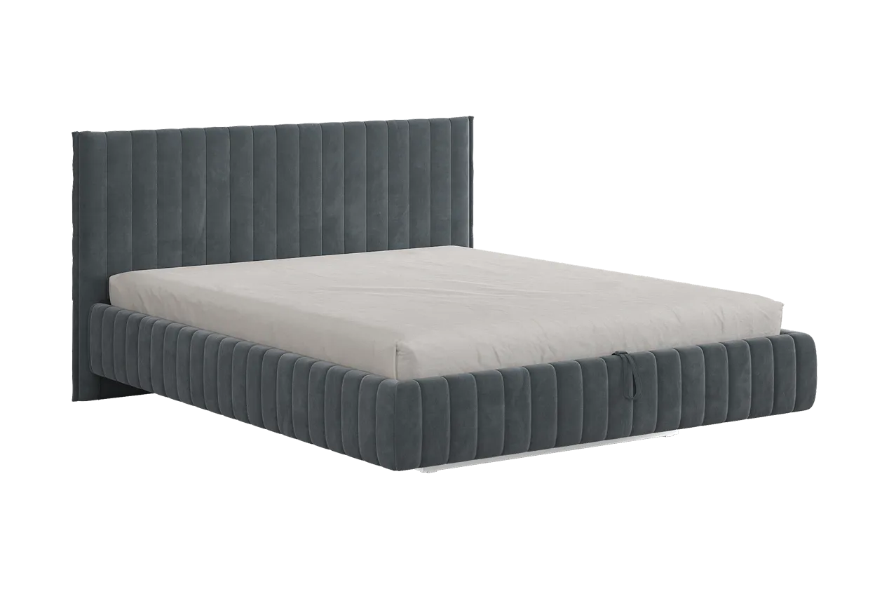 Кровать с подъемным механизмом Твикс 180х200 см графит (велюр) в Губкинском - gubkinskij.mebel-tymen.ru | фото
