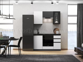 Кухня Техно-6 1,5м (Графит/Белый снег софт/Графит софт) в Губкинском - gubkinskij.mebel-tymen.ru | фото