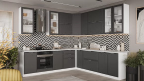 Кухонный гарнитур «Белладжио» №13 Белый, Софт графит в Губкинском - gubkinskij.mebel-tymen.ru | фото