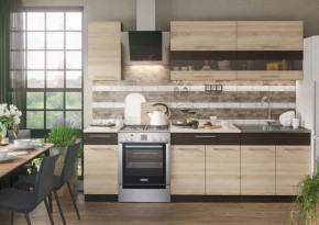 Кухонный гарнитур Маша 2,0 м венге/дуб сонома в Губкинском - gubkinskij.mebel-tymen.ru | фото