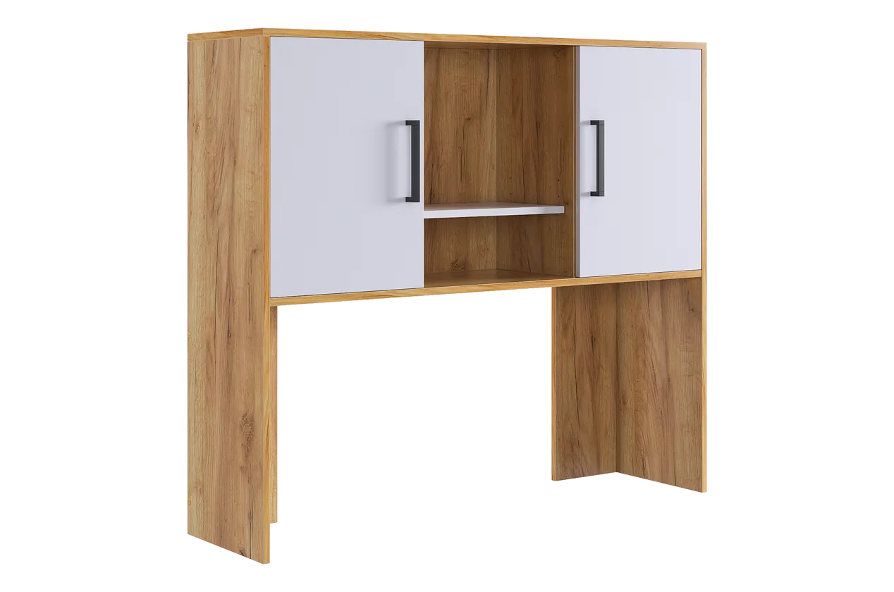 Надстройка стола компьютерного 1200 Лайт-2 дуб крафт золотой/белый в Губкинском - gubkinskij.mebel-tymen.ru | фото