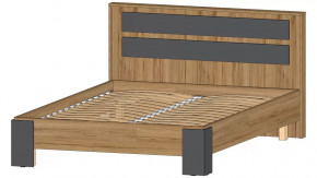 Ленора Кровать 1400 Дуб вотан/Графит в Губкинском - gubkinskij.mebel-tymen.ru | фото