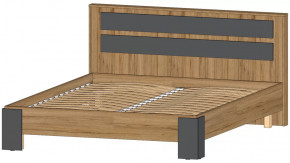 Ленора Кровать 1600 Дуб вотан/Графит в Губкинском - gubkinskij.mebel-tymen.ru | фото