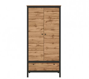 LOFT шкаф SZF2D1S (Дуб вотан/Черный) в Губкинском - gubkinskij.mebel-tymen.ru | фото