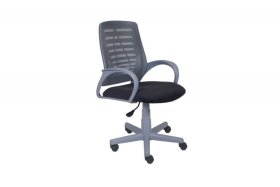 Кресло Ирис пластик серый-сетка серая/ткань NEO-26 (флок) серая (подл.пластик серый)/осн.пластик серый в Губкинском - gubkinskij.mebel-tymen.ru | фото