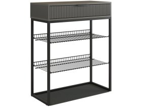 Обувница Вельвет графит/графит матовый/черный муар в Губкинском - gubkinskij.mebel-tymen.ru | фото