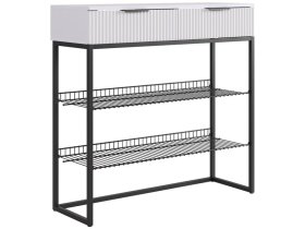 Обувница Классная 1 белое дерево/белый матовый/черный муар в Губкинском - gubkinskij.mebel-tymen.ru | фото