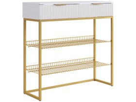 Обувница Классная 1 белое дерево/белый матовый/золото в Губкинском - gubkinskij.mebel-tymen.ru | фото