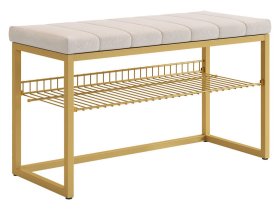 Обувница Классная 2 золото/крем (велюр) в Губкинском - gubkinskij.mebel-tymen.ru | фото