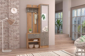Прихожая Иннэс-3 УНИВЕРСАЛЬНАЯ, дуб крафт золотой/камень темный в Губкинском - gubkinskij.mebel-tymen.ru | фото