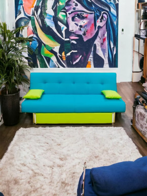 Прямой диван манго 4 Нео Азуре/Подушки Салат в Губкинском - gubkinskij.mebel-tymen.ru | фото