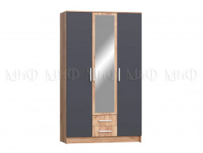 Шкаф для одежды 3-дверный Мартина ЛДСП Графит, Дуб крафт в Губкинском - gubkinskij.mebel-tymen.ru | фото