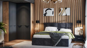 Спальный гарнитур «Глосс» №9 Яблоня Беллуно, Стекло Графит матовый в Губкинском - gubkinskij.mebel-tymen.ru | фото