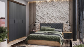 Спальный гарнитур «Хилтон» №2 Дуб Крафт золотой, Графит матовый в Губкинском - gubkinskij.mebel-tymen.ru | фото