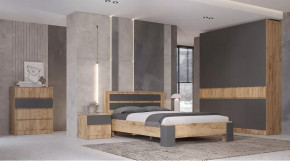 Спальный гарнитур Ленора Дуб вотан/Графит в Губкинском - gubkinskij.mebel-tymen.ru | фото