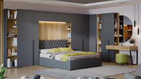 Спальный гарнитур «Порто» №3 Яблоня Беллуно, Графит софт, Велюр Confetti Stone в Губкинском - gubkinskij.mebel-tymen.ru | фото