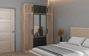 Спальный гарнитур Вегас (ЛДСП Дуб золотой / ЛДСП Черный) в Губкинском - gubkinskij.mebel-tymen.ru | фото