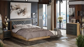 Спальня «Хилтон» Дуб Крафт золотой, Графит матовый в Губкинском - gubkinskij.mebel-tymen.ru | фото