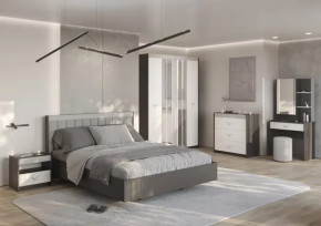 СТЕФАНИ Спальня №1, ЛДСП Графит-МДФ Серый софт/ЛДСП Рамух белый в Губкинском - gubkinskij.mebel-tymen.ru | фото