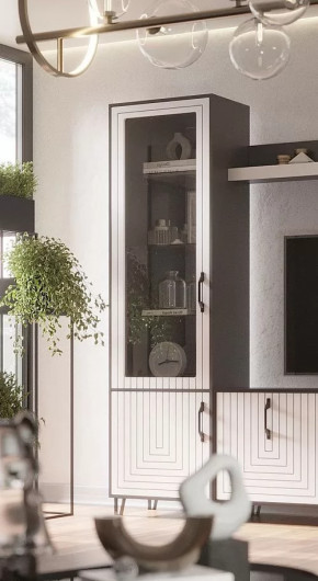 Стеклопенал Квадро М-1 серый графит/софт вайт в Губкинском - gubkinskij.mebel-tymen.ru | фото