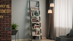 Стеллаж тип 15 Дуб крафт белый, Графит Серый в Губкинском - gubkinskij.mebel-tymen.ru | фото