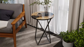 Стол журнальный ДП 1-03-05 исп. 2 Черный, Стекло с рисунком Слэб черный в Губкинском - gubkinskij.mebel-tymen.ru | фото