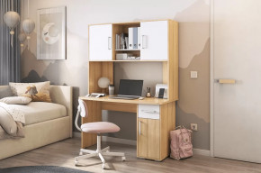 Стол компьютерный Лайт К2 дуб сонома/белый в Губкинском - gubkinskij.mebel-tymen.ru | фото