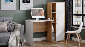 Стол письменный «Бейли» Дуб Крафт золотой, Белый Ясень в Губкинском - gubkinskij.mebel-tymen.ru | фото