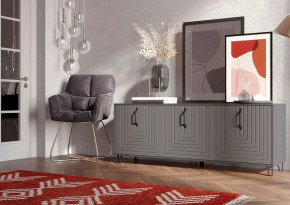 Тумба Квадро М-6, ЛДСП серый графит/МДФ софт графит в Губкинском - gubkinskij.mebel-tymen.ru | фото