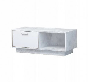 ЭГО Т-4 Тумба с 1 ящиком бетон светлый/белый глянец Диал на цоколе в Губкинском - gubkinskij.mebel-tymen.ru | фото